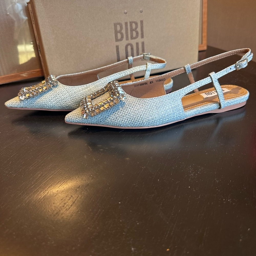 BIBI LOU ANTHROPOLOGIE Powder Blue Decollete Pointed toe slingback Sz 36 NWB - Picture 3 of 11